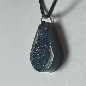 Resin Necklace with Black Leather Cord